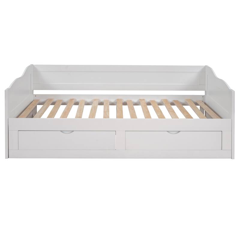 White Twin Pine Extendable Daybed with Drawers