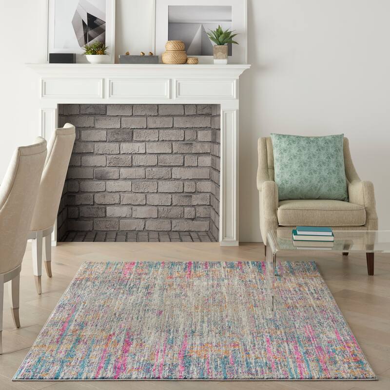 Nourison Passion Modern Abstract Area Rug - 3' 9" x 5' 9" - Ivory/Multicolor