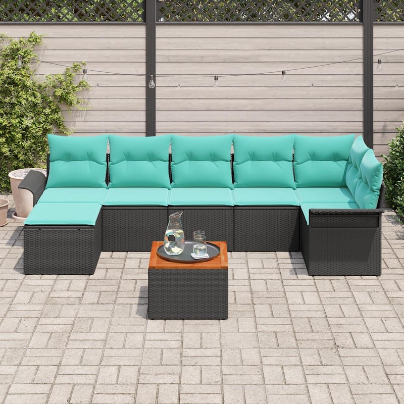 vidaXL 8 Piece Garden Sofa Set with Cushions - 117.1×52.2×27.2
