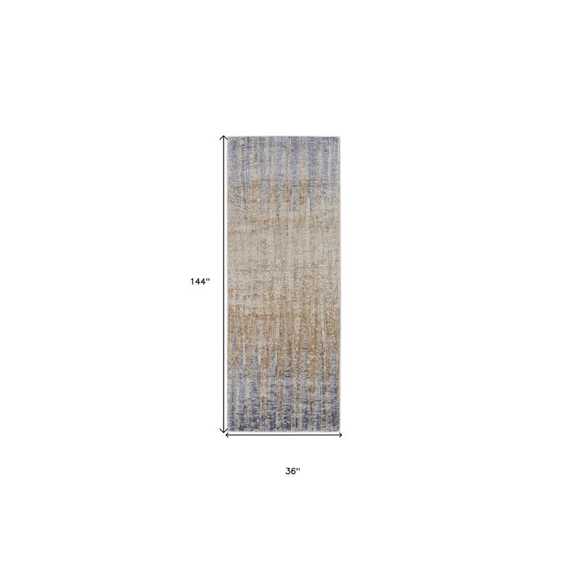 Wumo Power Loomed Distressed Abstract Area Rug By HomeRoots - 12' Runner