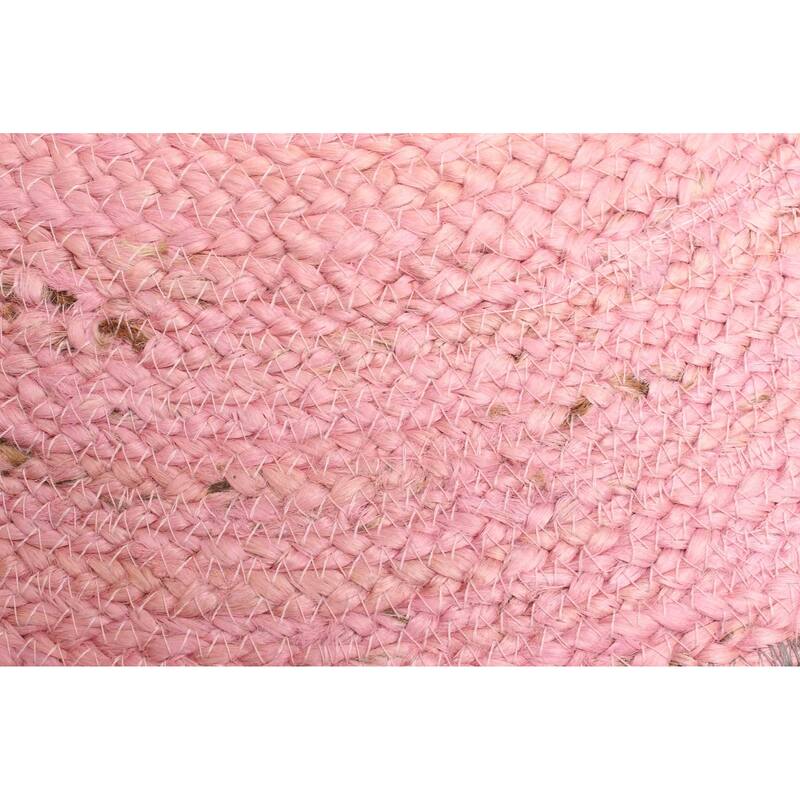 ECARPETGALLERY Braided Weave Palas Denizli Dark Pink Jute Rug - 3'0 x 3'0