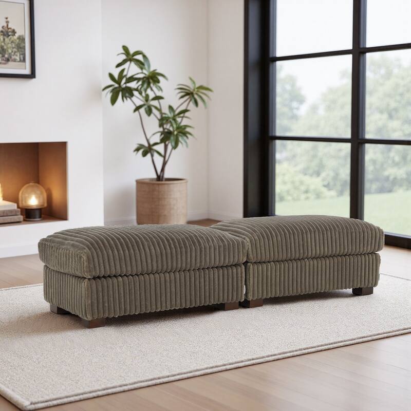 Fauxfur Ottoman Bench - Light Brown