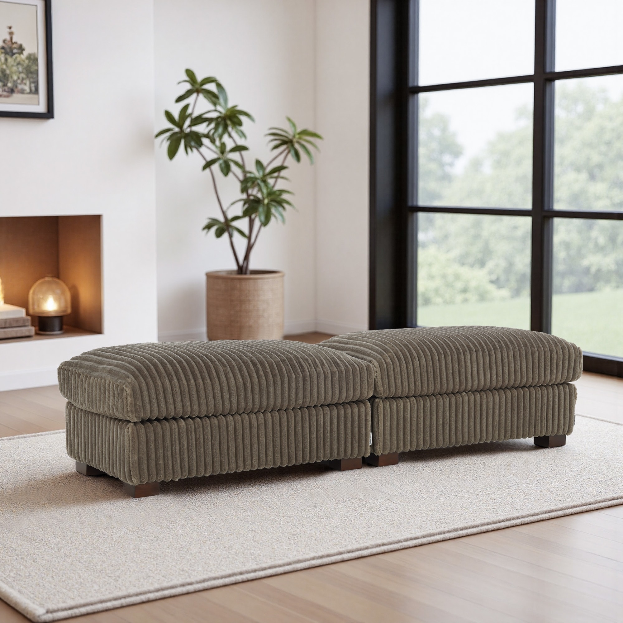 Fauxfur Ottoman Bench