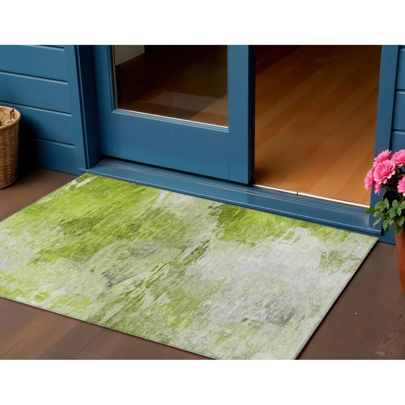 HomeRoots Abstract Transitional Rectangle Outdoor Rug - 3' x 5'