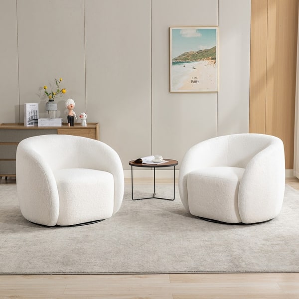 SEYNAR Modern Glam Upholstered 360 Degree Swivel Accent Armchair Set of ...