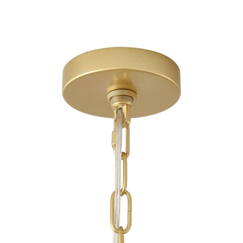 16 - Light Circular Chandelier, Gold/Black, Glass & Metal