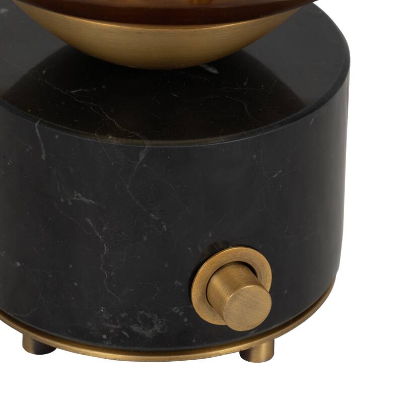 Sagebrook Home 16" Mikeno Glass And Marble Table Lamp, Gold, 16"H - 9" x 9" x 16"