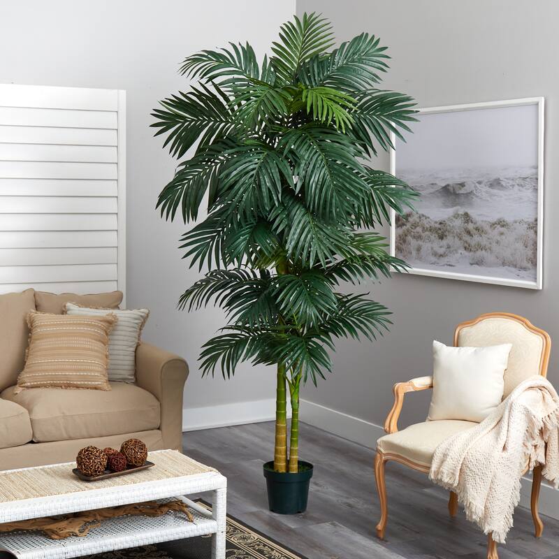 Golden Cane Palm 8-foot Silk Tree - Green