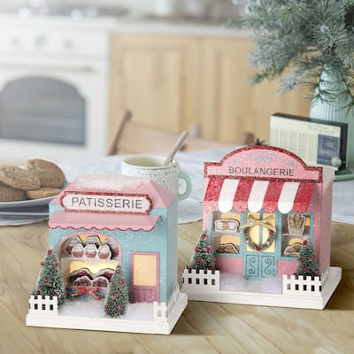 8-9" Led Cardboard French Bakery set of 2