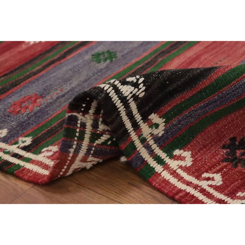 Hand Woven Oriental 100% Wool Carpet Southwestern Tribal Multi-Colored Kilim Area Rug - 9' 9'' X 4' 10''