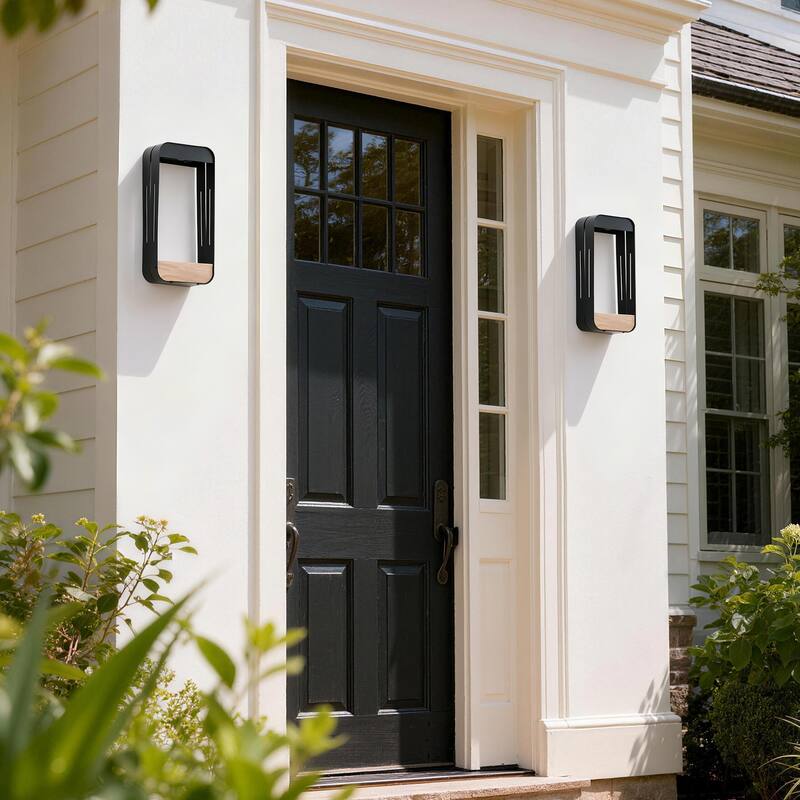 Outdoor Solar LED Wall Lantern Metal Dusk to Dawn Sconce(2-pack)