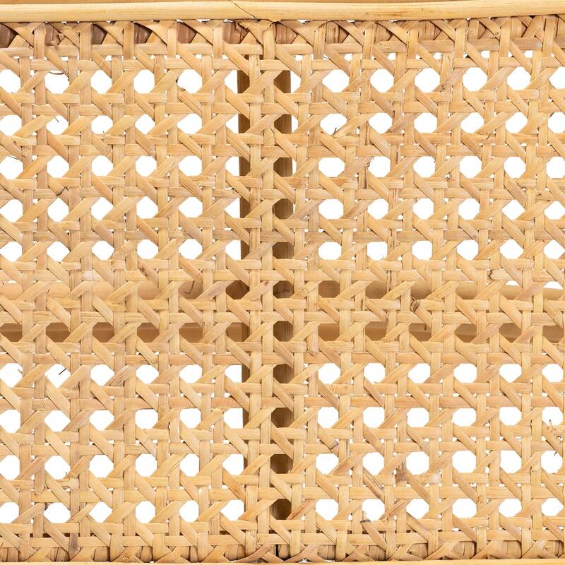 Septa Modern Bohemian Natural Brown Rattan Accent Bench