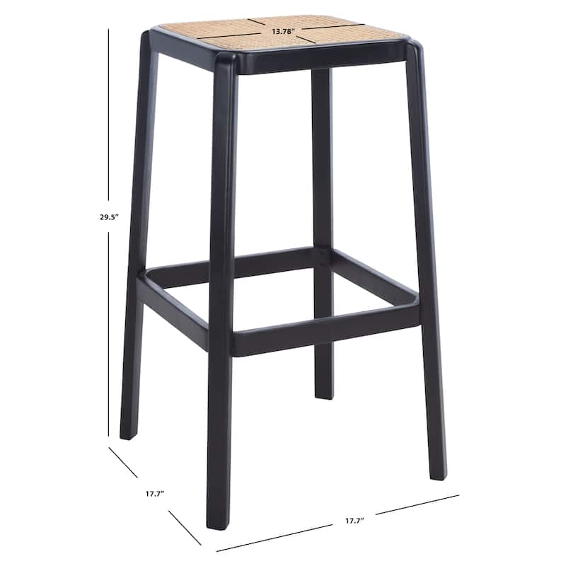 SAFAVIEH Fleta Backless Cane Bar Stool - 18" W x 18" D x 30" H - 18Wx18Dx30H