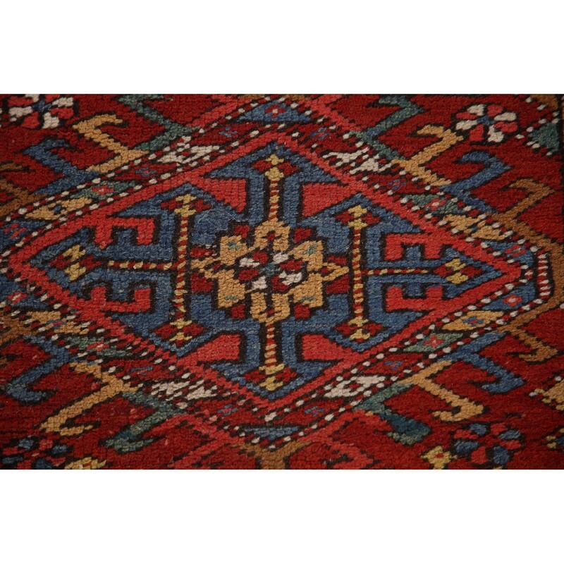 Vegetable Dye Antique Heriz Serapi Persian Runner Wool Carpet - 3'5" x 10'4"