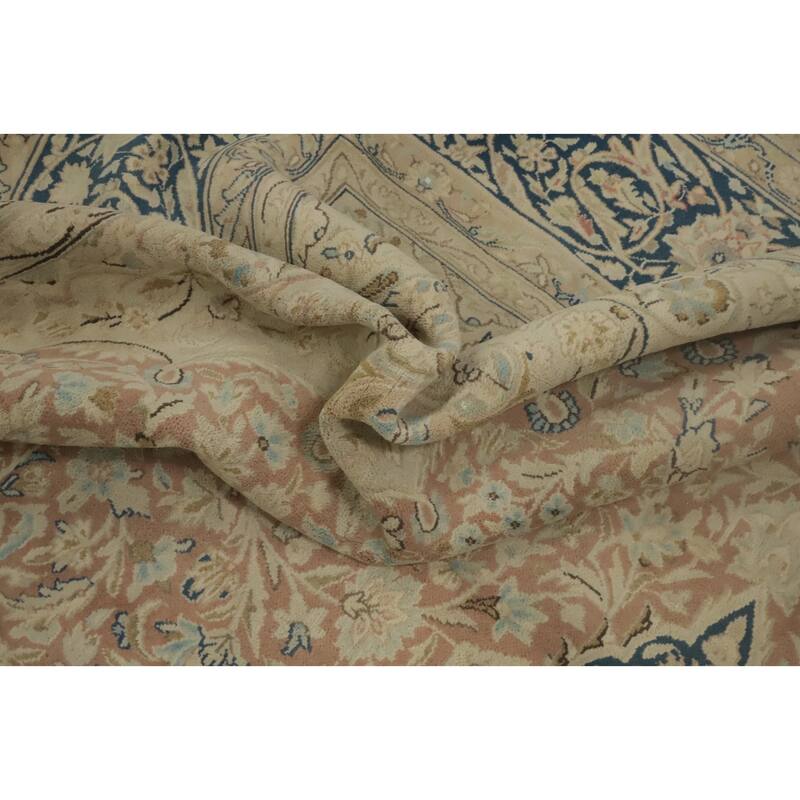 Hand Knotted Oriental 100% Wool Carpet Traditional Floral Pink Kerman Area Rug - 12' 6'' X 9' 10''