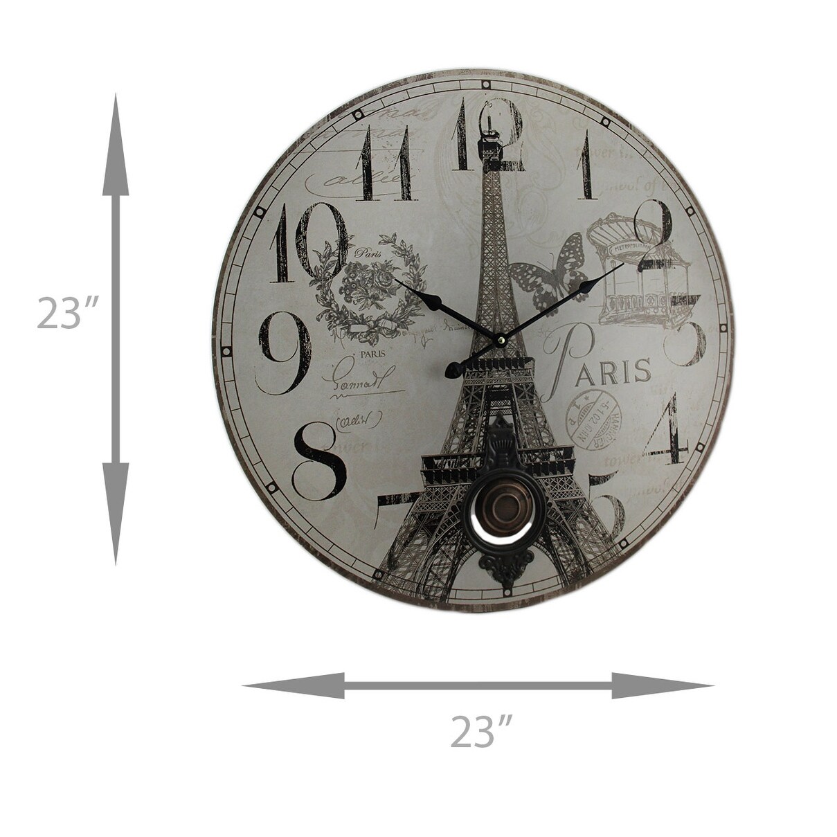 Shop Paris Eiffel Tower Postcard Print Pendulum Wall Clock 23 X