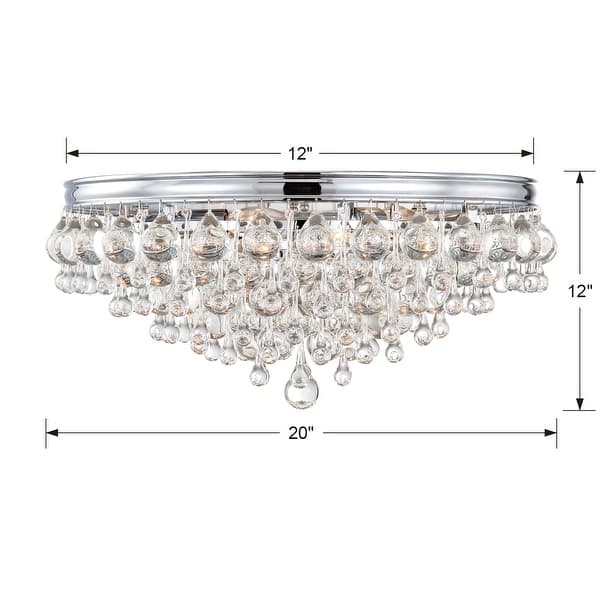 Calypso 6 Light Crystal Teardrop Chrome Ceiling Mount - 20'' W x 9'' H