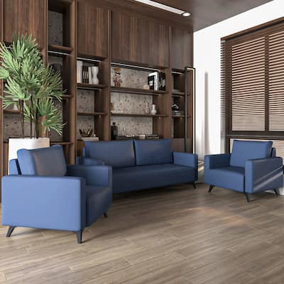 3-Piece Sofa Set Upholstered in Leather Inno Series by LeisureMod