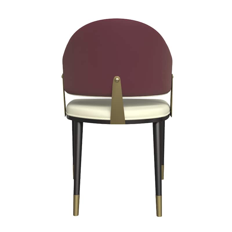 Leather Dining Chair in Iron with Gold Accents Design Modern Ergonomic Side Chair