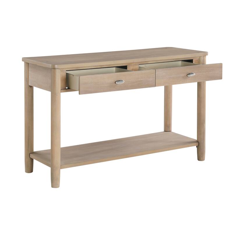 1pc Sofa Table with Two Drawer and Open Shelf Wooden