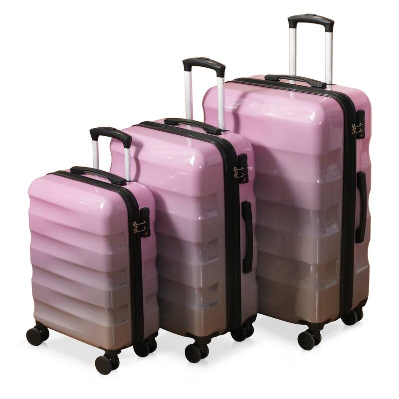 Hardshell Luggage Set 3 Piece, Expandable Glossy Suitcases w/Spinner Wheels and TSA Lock, Lightweight Durable PC+ABS for Travel