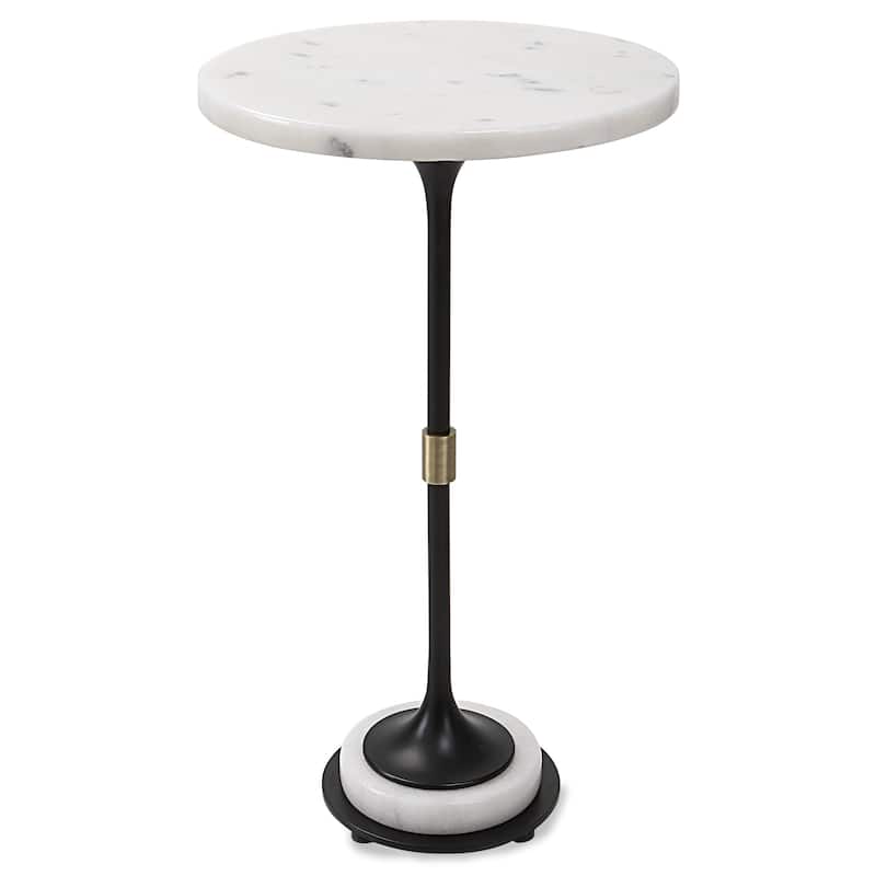 Uttermost Sentry White Marble Accent Table - 13" dia x 22"