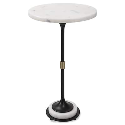 Uttermost Sentry White Marble Accent Table - 13" dia x 22"