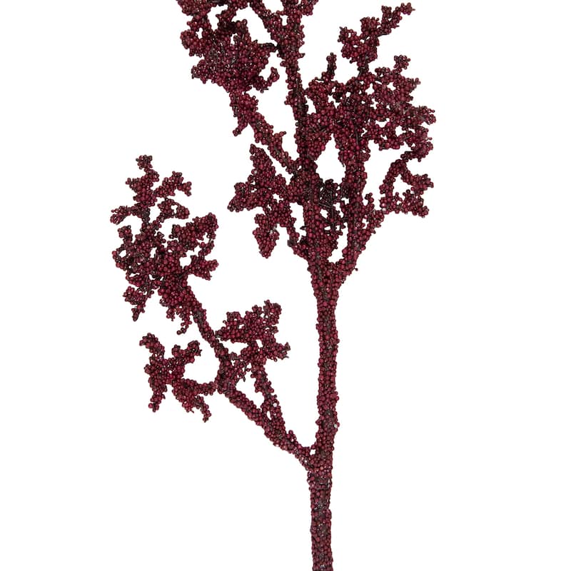 35" Burgundy Beaded Artificial Christmas Spray