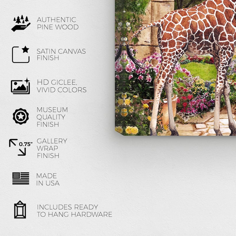Wynwood Studio Canvas Animals Heavenly Garden Giraffe Brown and Cabin & Lodge Wall Art Canvas Print