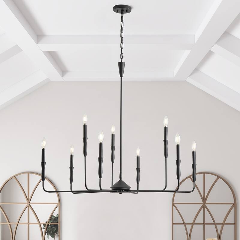 Farmhouse Multi-Light Classic Black Candle Chandelier for Kitchen Island