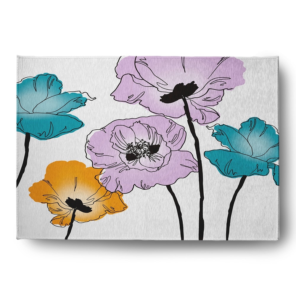 Popping Poppies Spring Chenille Indoor/Outdoor Rug
