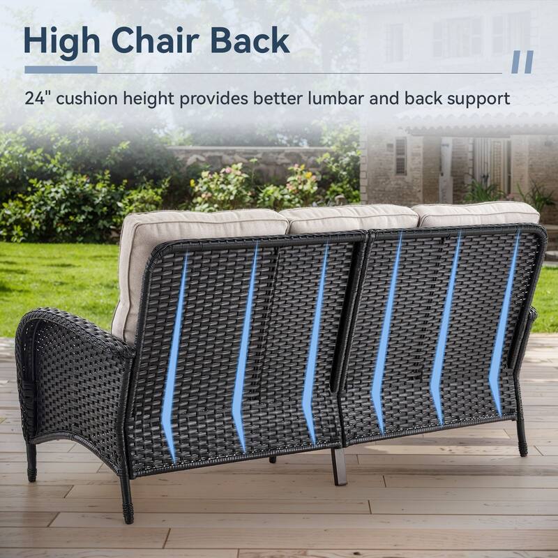 Gymojoy Outdoor Wicker Patio Furniture Sofa & Chair Set - Luxurious Comfort, Weather-Resistant