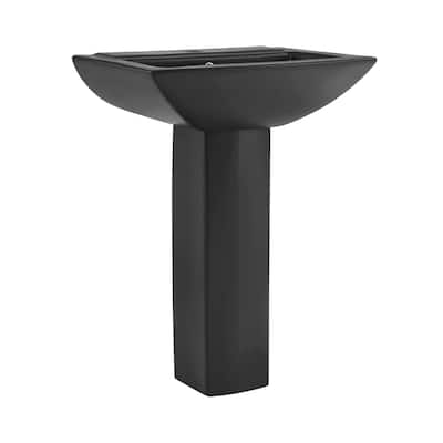Besanon Square Two-Piece Pedestal Sink In Matte Black - 24.4" x 18.1" 33.5"