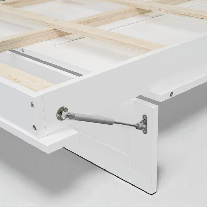 Full/Queen Size Murphy Wall Bed with Shelves, Wardrobe, LED Lights - Space-Saving Design