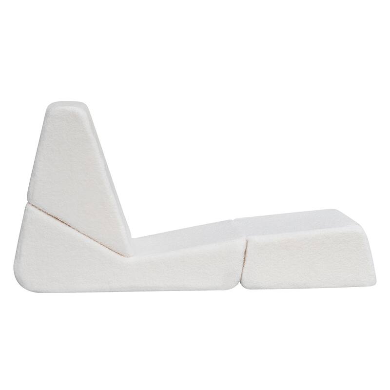 White 2-in-1 Toddler Sofa with Flip Open Lounger and Removable Washable Cover for Kids - 47.6” x 18” x 18”