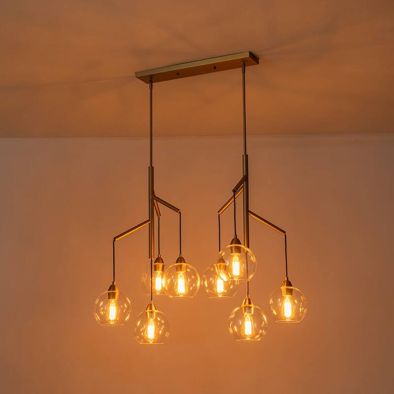 Modern Cluster Glass Bubble Dual Pendant Island Chandelier