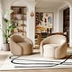 preview thumbnail 50 of 80, 34" Wide 2 Set Velvet/ Boucle Barrel Swivel Chair Light Brown-Boucle