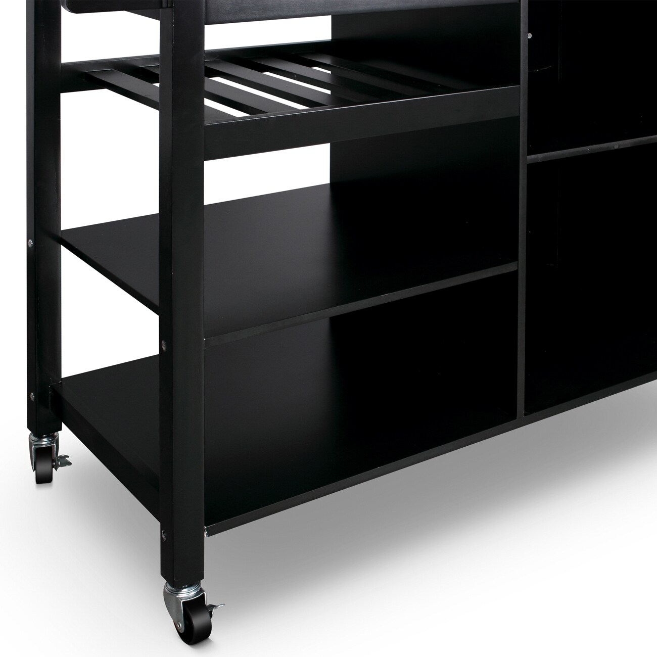 Shop Belleze Wood Top Multi Storage Cabinet Rolling Kitchen Island