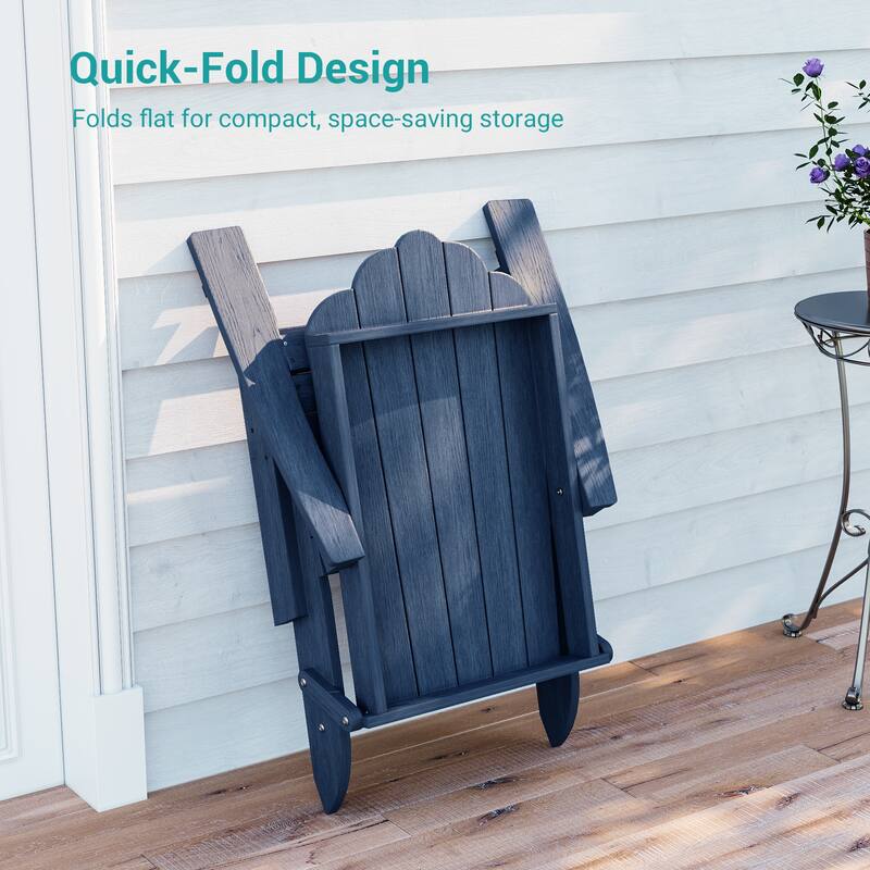 Foldable HDPE Adirondack Chair All-Weather W/ Cup Holder