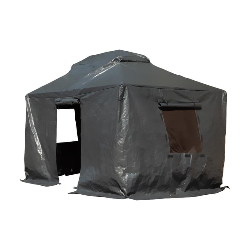 Domi 8' x 8' Universal Winter Gazebo Cover, All Season Waterproof Enclosed Cover with Sidewalls & Ventilated Mesh Windows, White