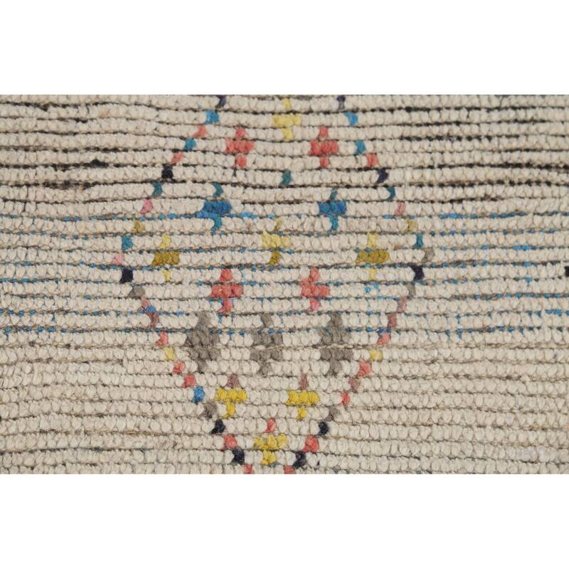 Striped Geometric Moroccan Area Rug Hand-Knotted Wool Carpet - 5'9"x 10'0"