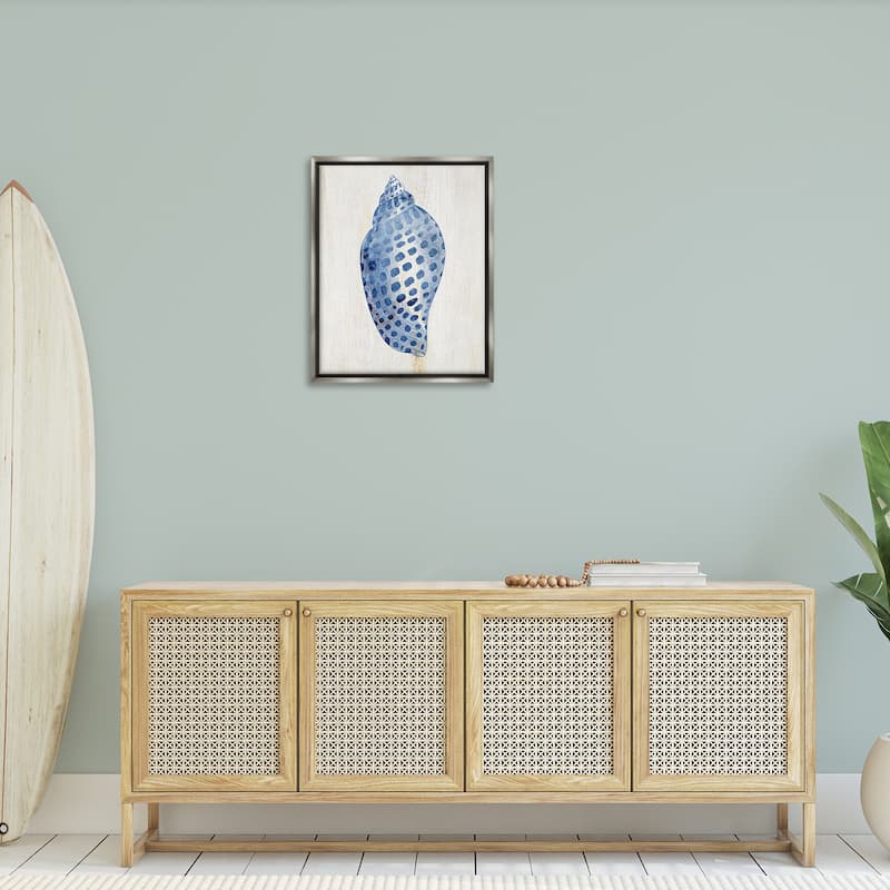 Stupell Spotted Blue Cowrie Shell Framed Floater Canvas Wall Art Design By Susan Arnot
