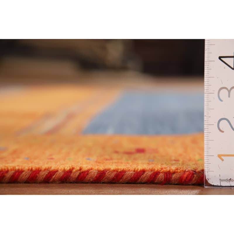 Striped Gabbeh Indian Rug Hand-Knotted Wool Carpet - 6'7"x 9'9"