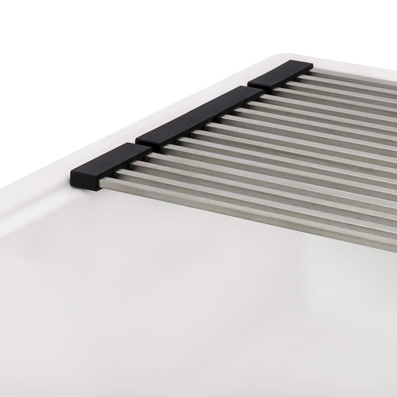 Ruvati 33-inch Granite Composite Workstation Drop-in Topmount Kitchen Sink Matte White - RVG1302WH - 33" X 22"