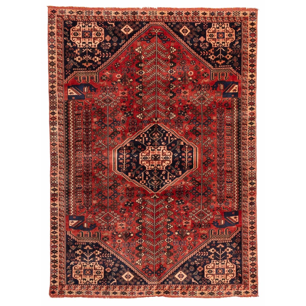 ECARPETGALLERY Hand-knotted Melis Vintage Red Wool Rug - 5'5 x 7'6