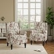 preview thumbnail 2 of 134, 2 Set Traditional Patterned Wingback Accent Chairs with NailHead Set of 2 Armchair - Beige