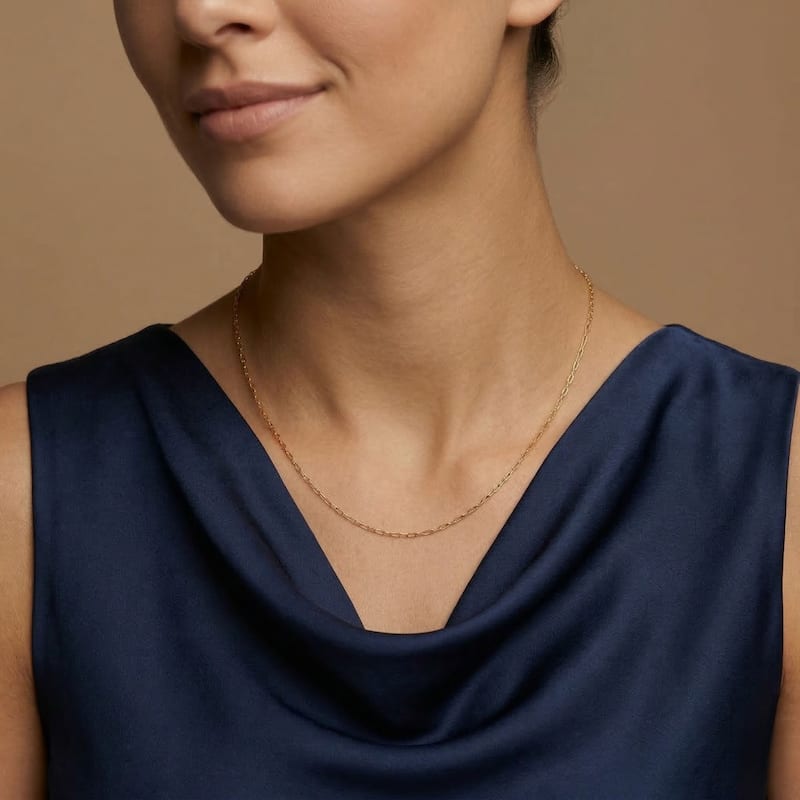 Fremada 10k Yellow Gold 1.2mm Dainty Paperclip Link Necklace