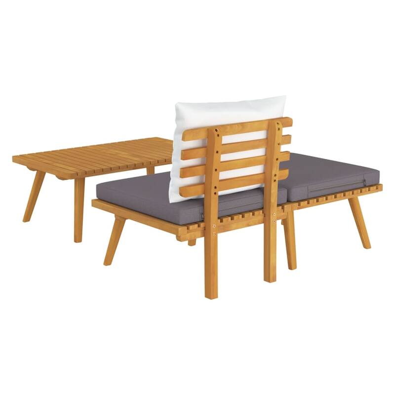 Roma 3pc Modular Outdoor Sofa and Coffee Table Set, Solid Wood, Gray
