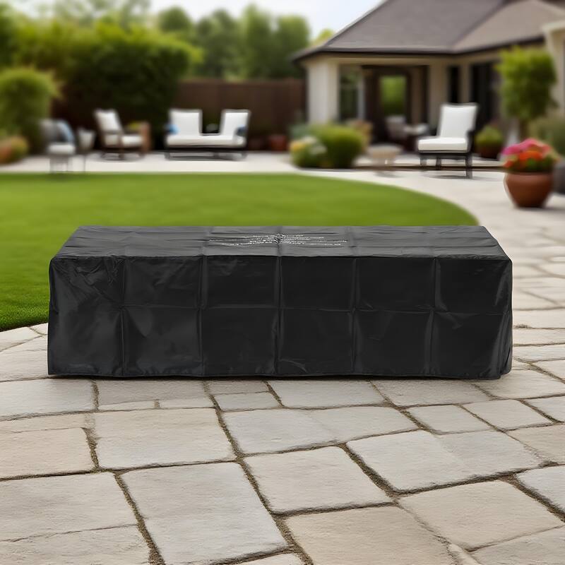 Rossetta 3-Height Adjustable Tabletop Fire Pit, 56" Outdoor Propane Fire Pit Table with Concrete Texture & 50,000 BTU