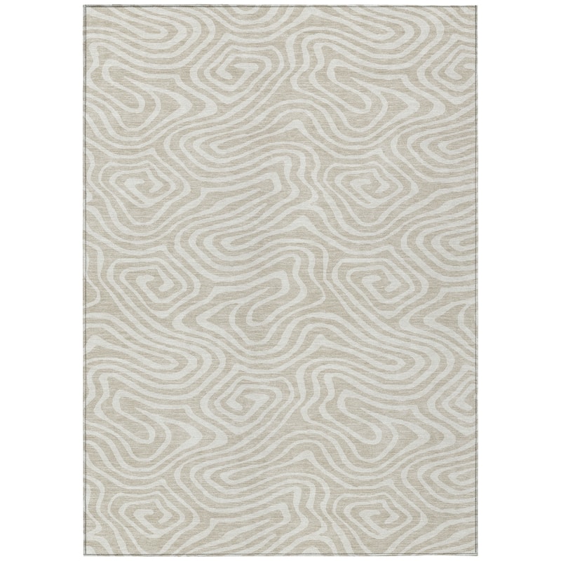Machine Washable Indoor/ Outdoor Abstract Modern Chantille Rug